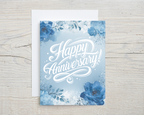 Anniversary Card - Blue Floral Happy Anniversary