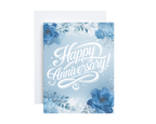 Anniversary Card - Blue Floral Happy Anniversary
